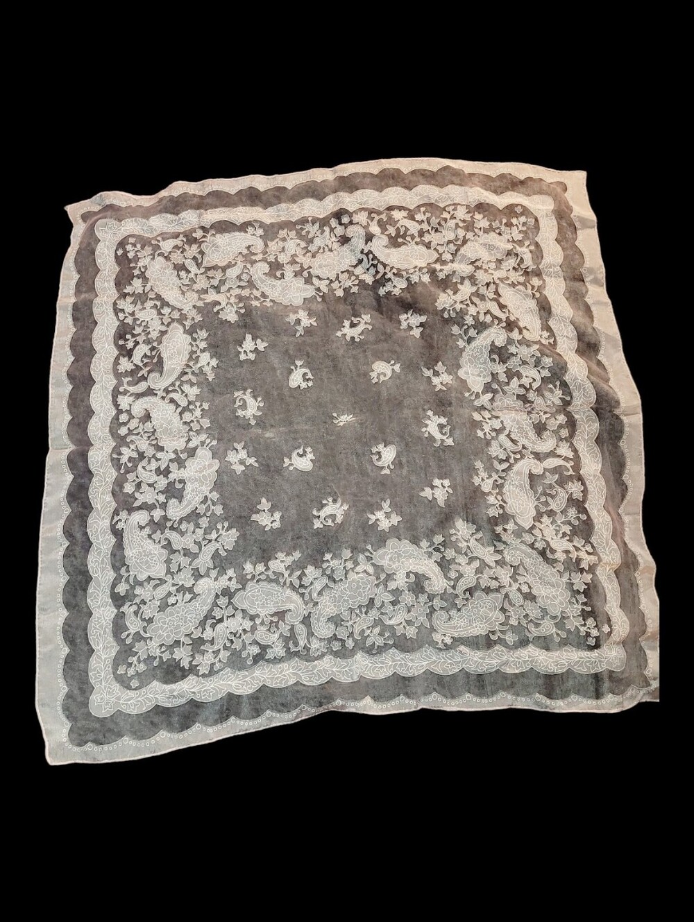 Vintage Pink Feminine Semi Sheer Square Scarf Floral